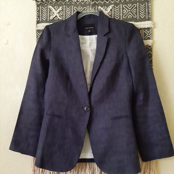 Judith & Charles Navy Blue Linen Blazer Sz… - Picture 6 of 10